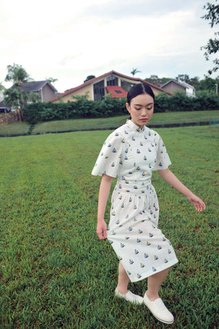 Sail Away Cape Cheongsam Dress