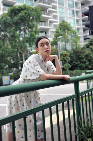 Sail Away Cape Cheongsam Dress